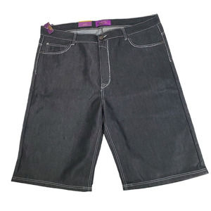 Atti Mens Denim Shorts Black Flat Front Silver Graphics Back Stitching 42X14 New